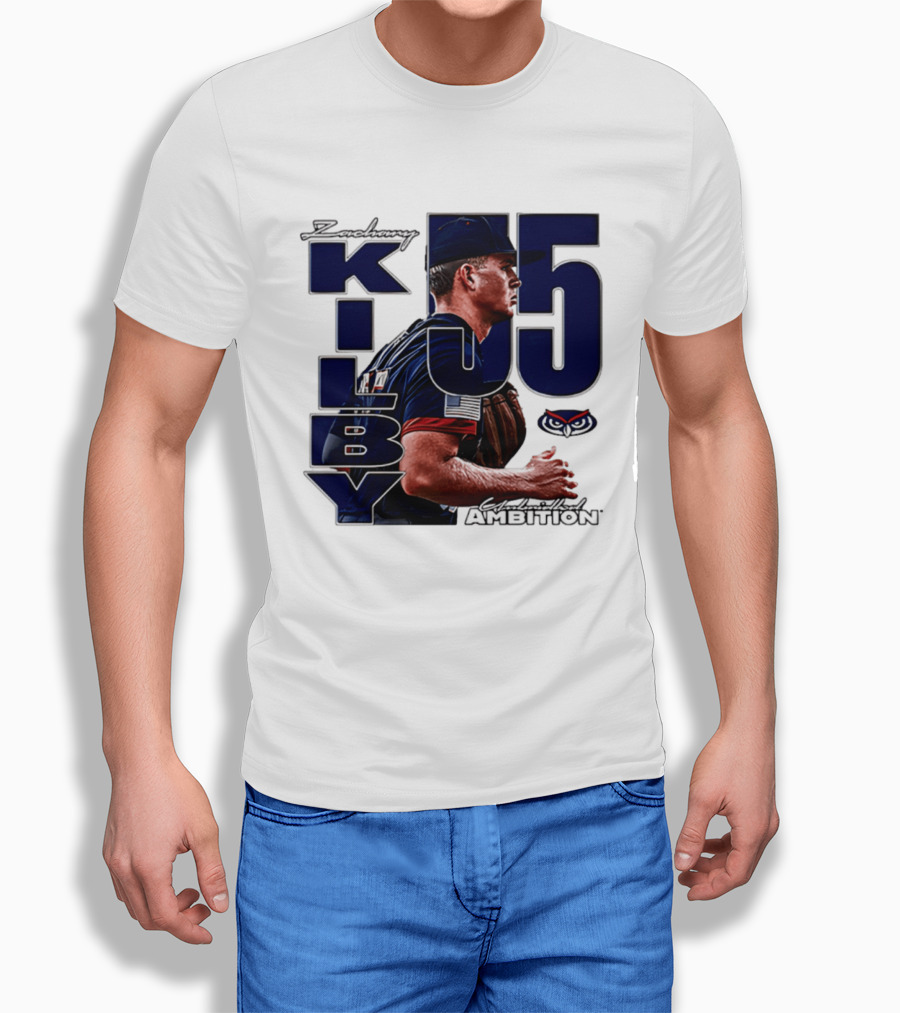 Zach Kilby 55 Baseball Ambition FAU Owls T-Shirt
