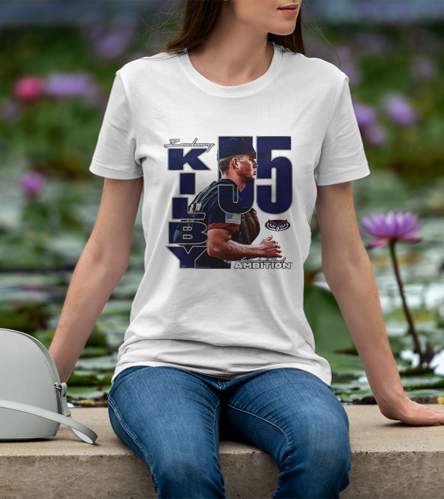 Zach Kilby 55 Baseball Ambition FAU Owls T-Shirt
