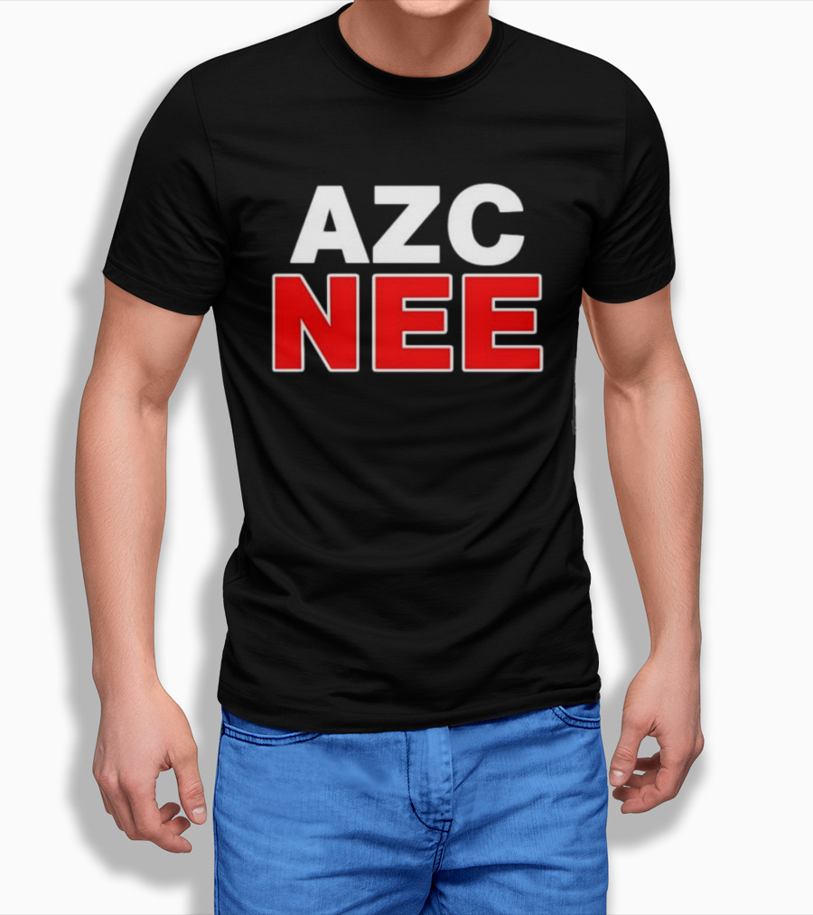 AZC NEE Bold Text White Red Contrast T-Shirt
