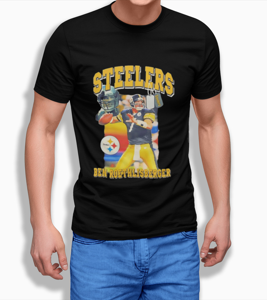 Steelers Ben Roethlisberger Pittsburgh Football Player With Dog Tag And Team T-Shirt