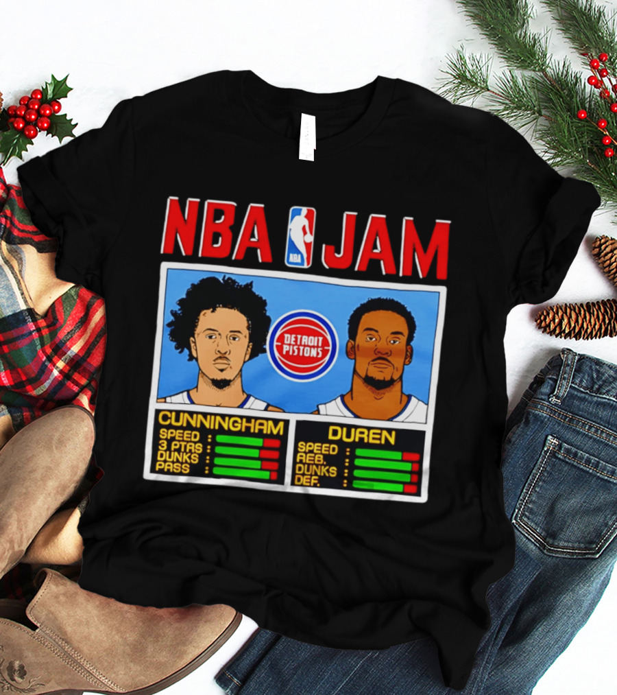 NBA Jam Detroit Pistons Cade Cunningham Jalen Duren Stats T-Shirt