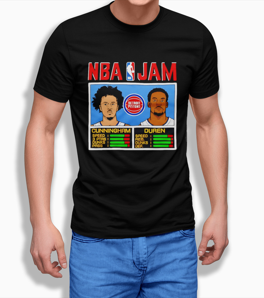 NBA Jam Detroit Pistons Cade Cunningham Jalen Duren Stats T-Shirt