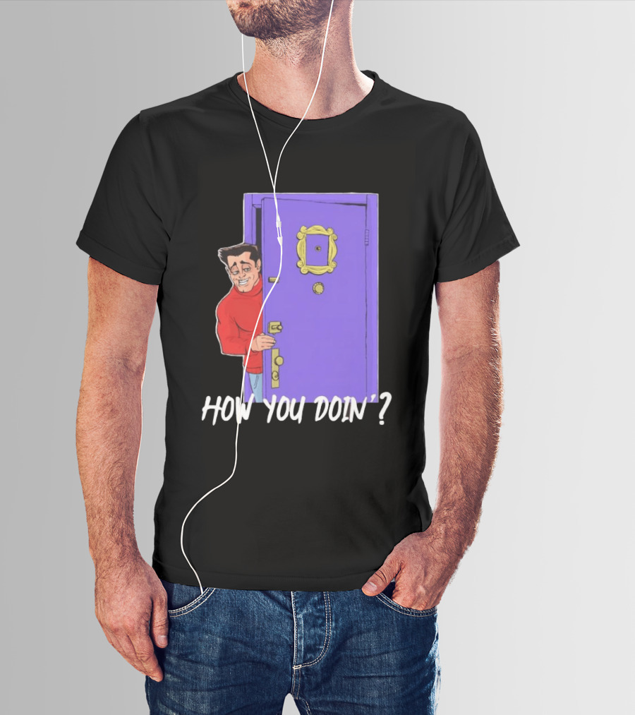 Joey Tribbiani How You Doin Cartoon Purple Door Iconic Phrase T-Shirt