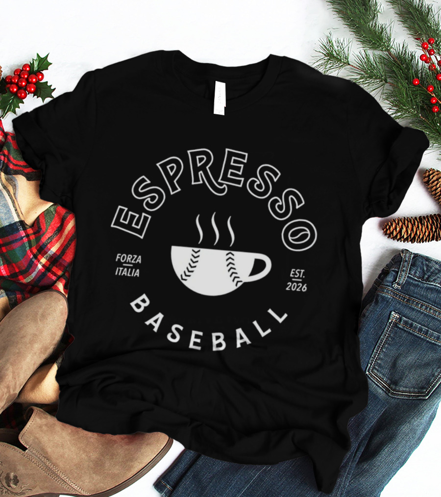 Espresso Baseball Forza Italia Est 2026 Iconic Coffee Cup With Stitching T-Shirt