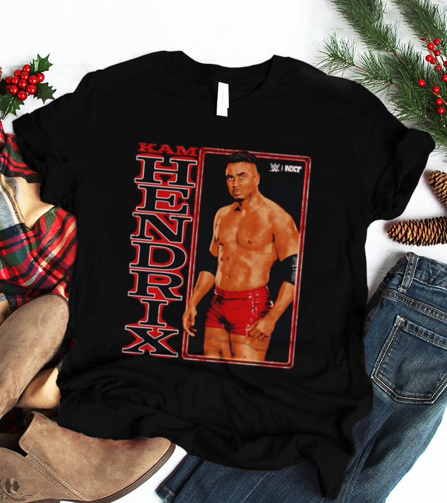 Kam Hendrix WWE NXT Vertical Name Red Trunks T-Shirt