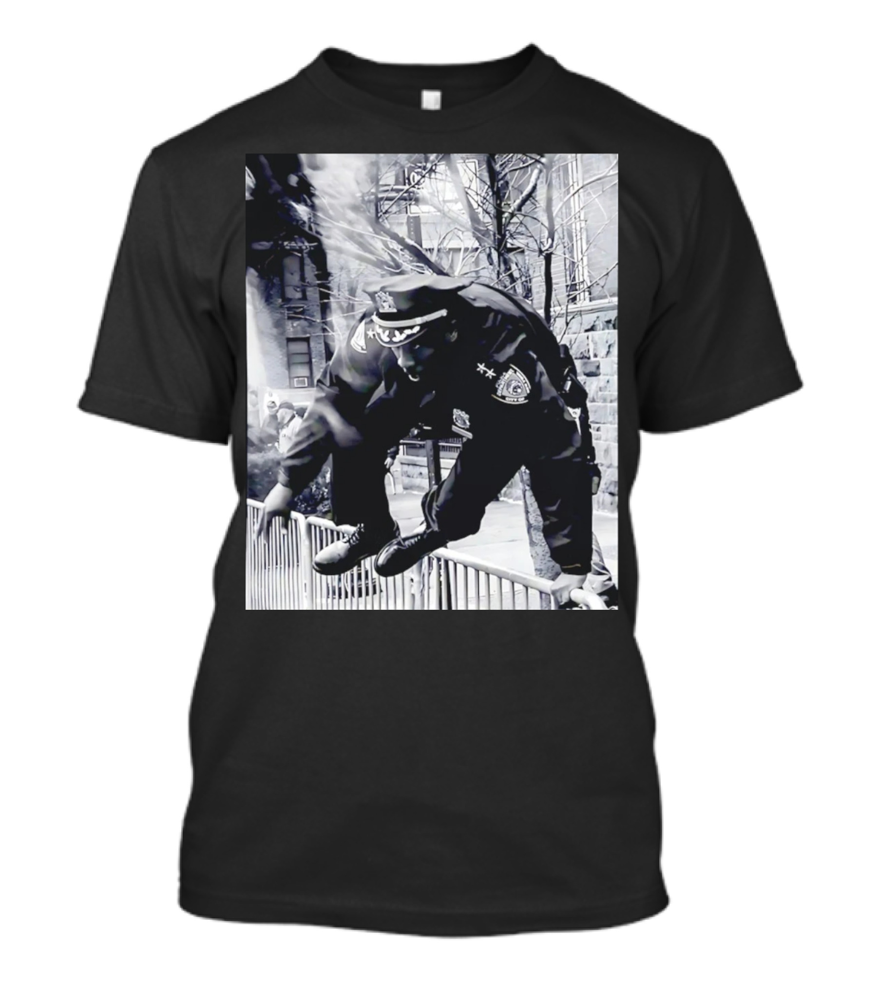 Chief Aaron Edwards American Hero Police Officer Jumping Fence T-Shirt