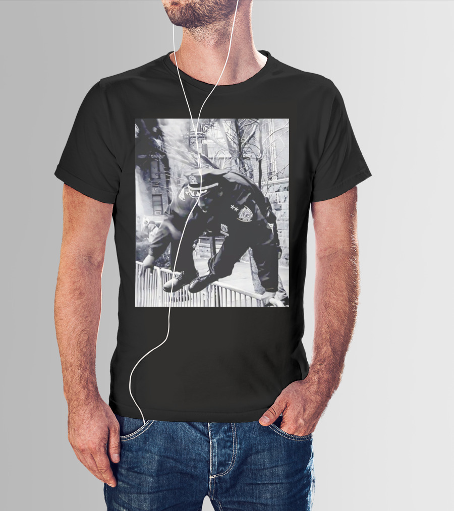 Chief Aaron Edwards American Hero Police Officer Jumping Fence T-Shirt