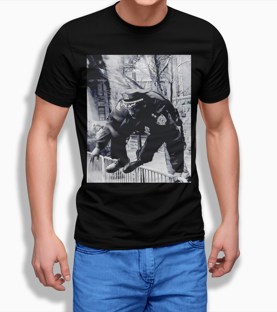 Chief Aaron Edwards American Hero Police Officer Jumping Fence T-Shirt