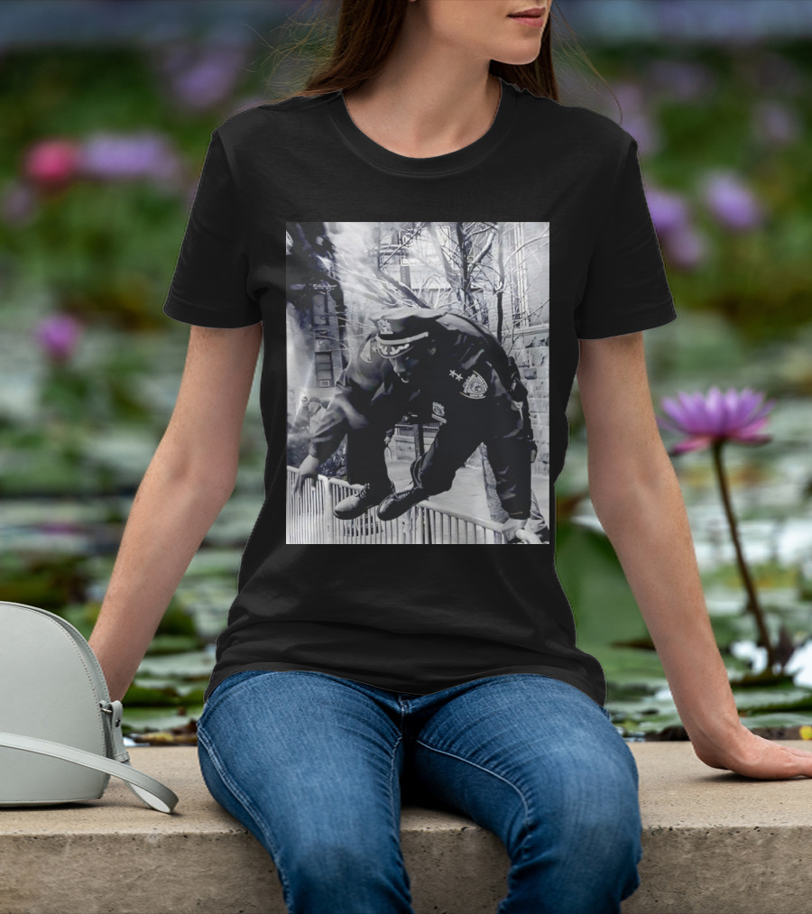 Chief Aaron Edwards American Hero Police Officer Jumping Fence T-Shirt