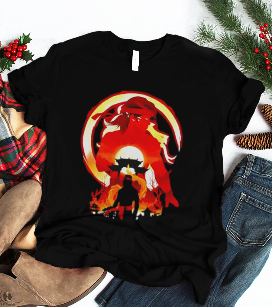 Liu Kang Mortal Kombat Dragon Circle Fire Temple Scene T-Shirt