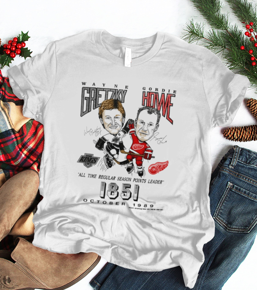 Wayne Gretzky Gordie Howe Regular Season Points Leader October 1989 1851 T-Shirt