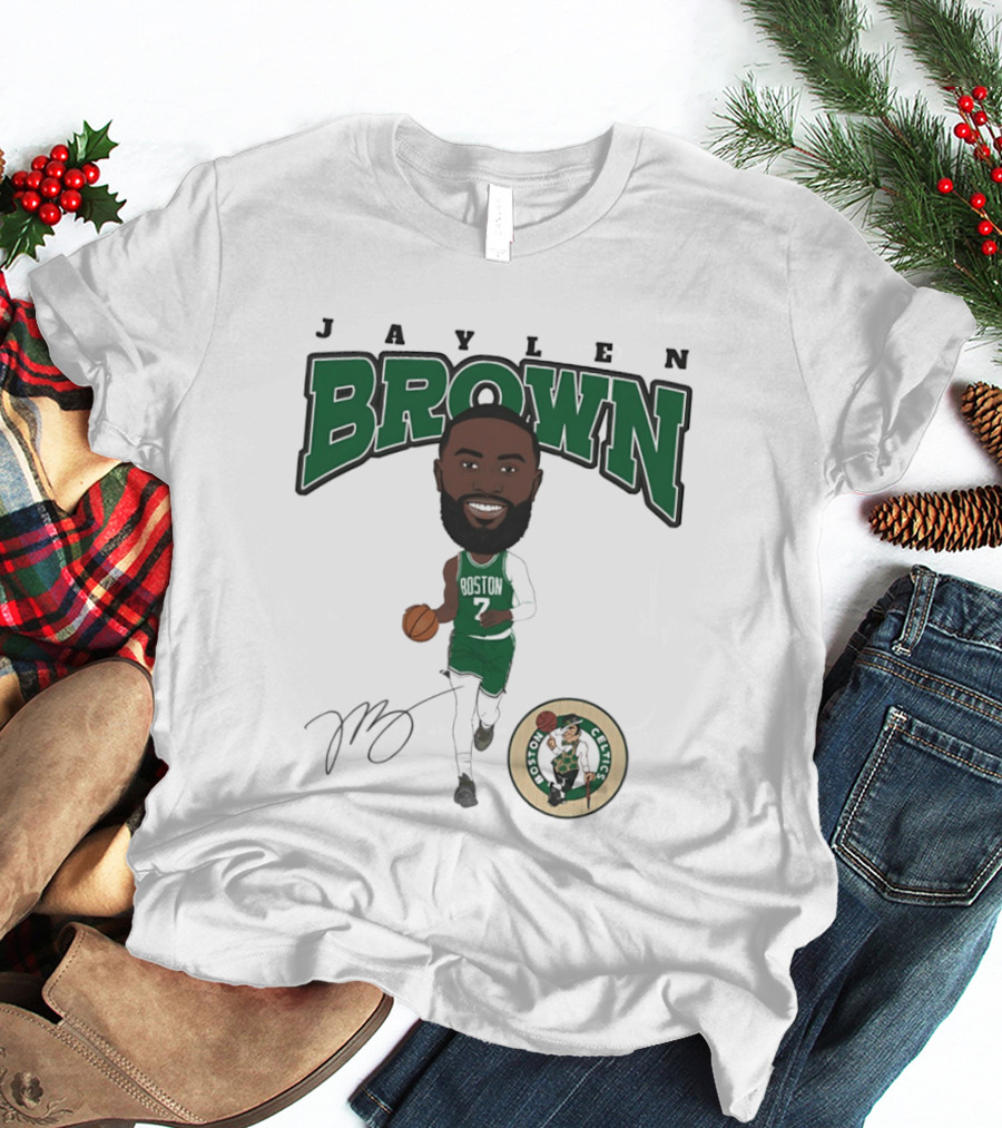 Jaylen Brown Boston Celtics Hardwood Comic Celtics Player Caricature T-Shirt