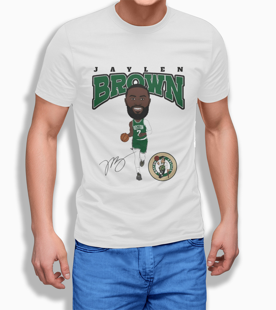 Jaylen Brown Boston Celtics Hardwood Comic Celtics Player Caricature T-Shirt