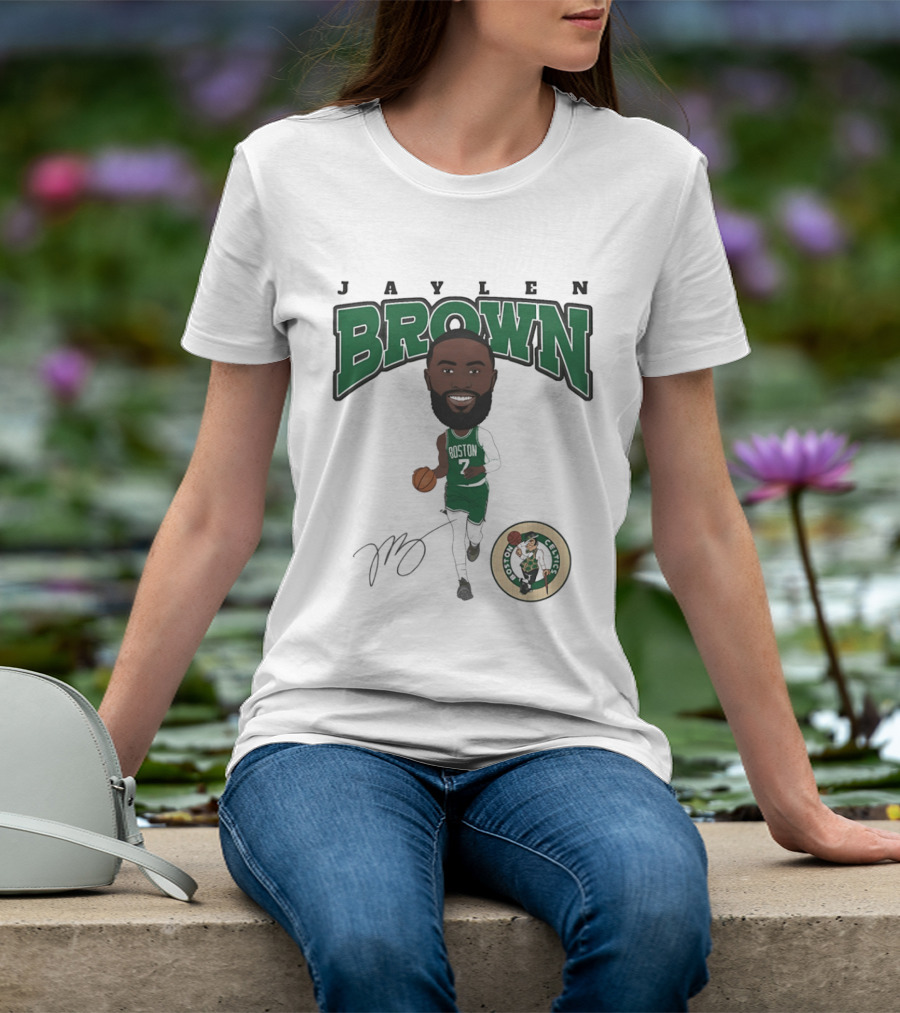 Jaylen Brown Boston Celtics Hardwood Comic Celtics Player Caricature T-Shirt