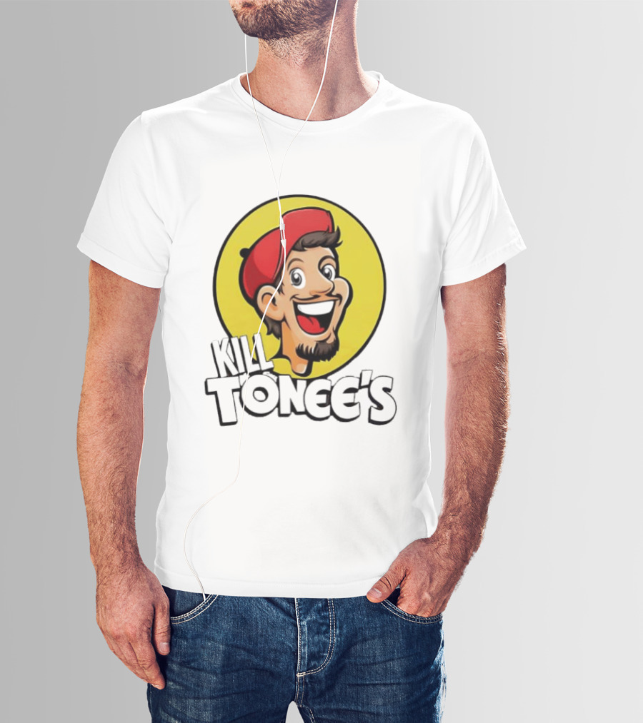 Kill Tonee's Cartoon Character In Red Cap And Yellow Circle T-Shirt