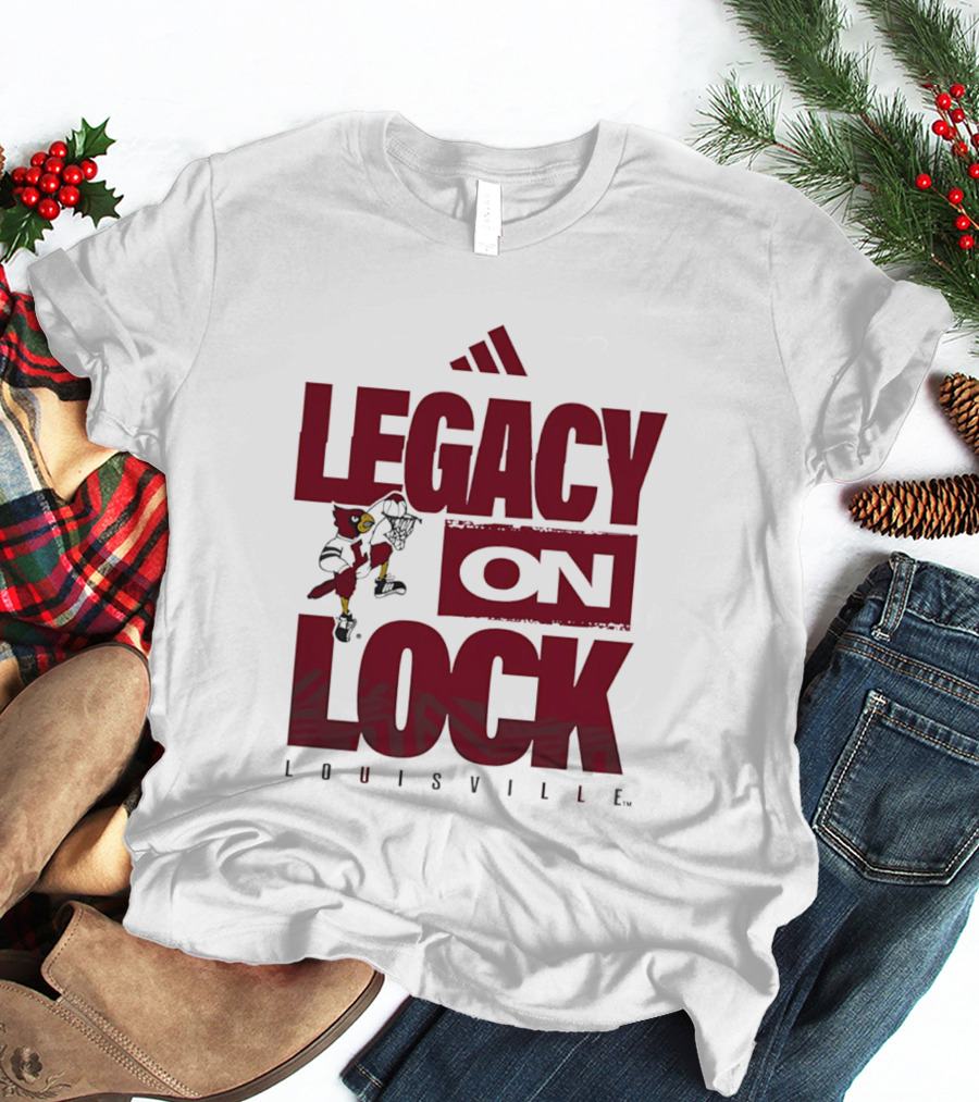 Louisville Cardinals Legacy On Lock Adidas Basketball T-Shirt