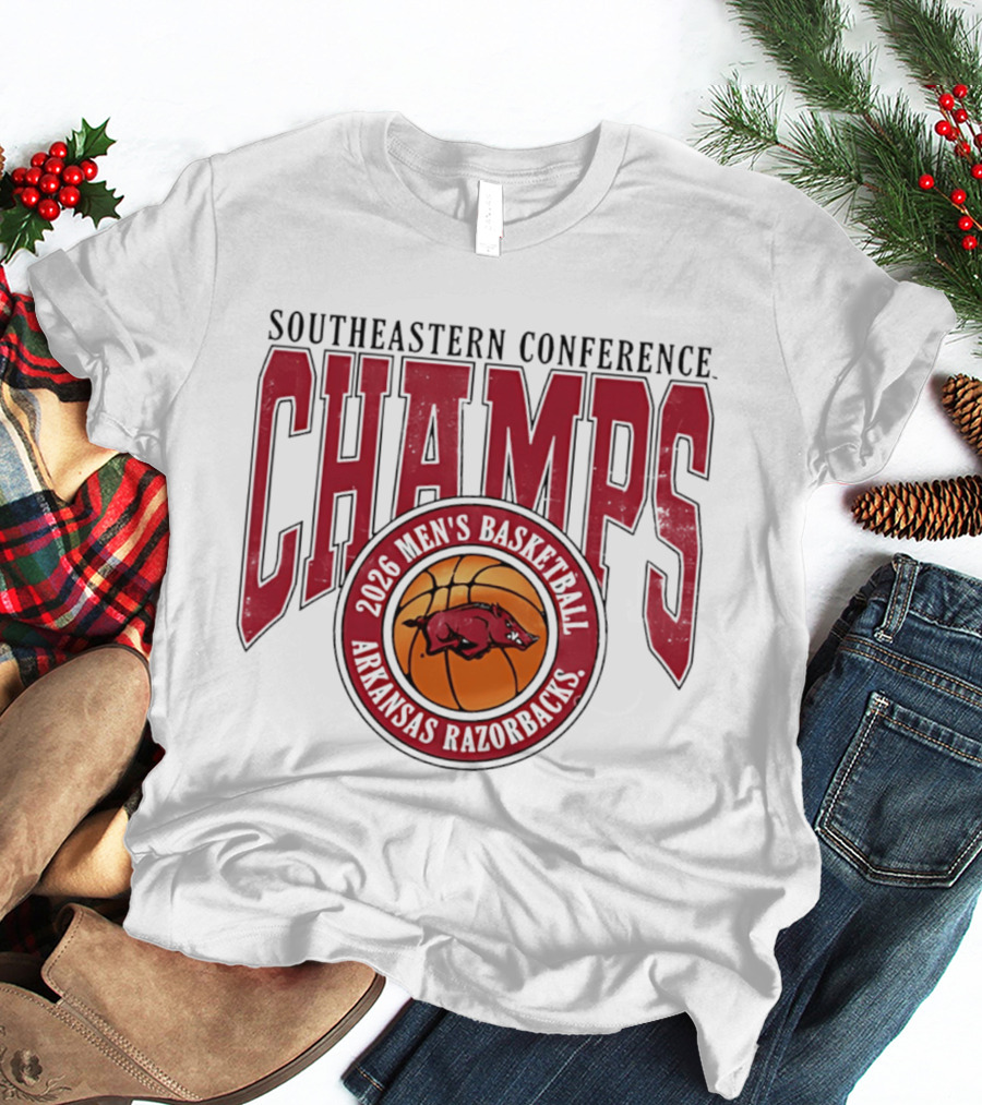 2026 Arkansas Razorbacks Men's Basketball Southeastern Conference Champs T-Shirt