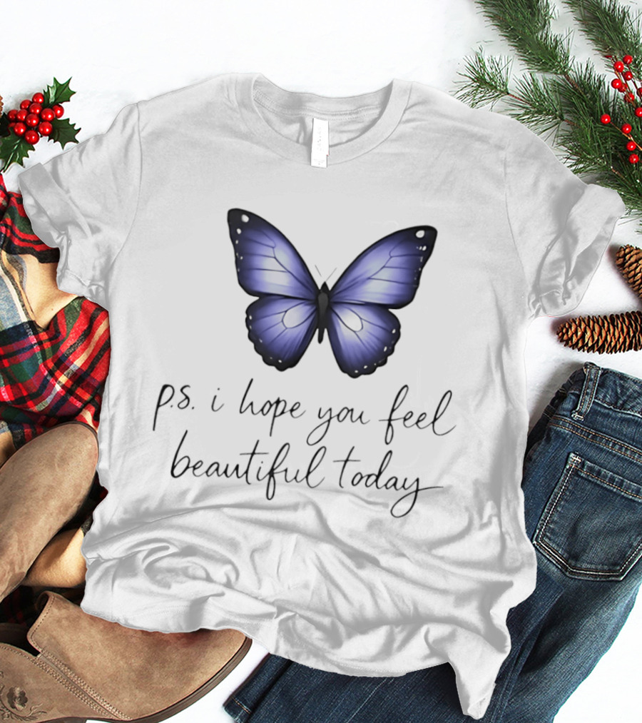 Charlotte Flair P.S. I Hope You Feel Beautiful Today Blue Butterfly T-Shirt