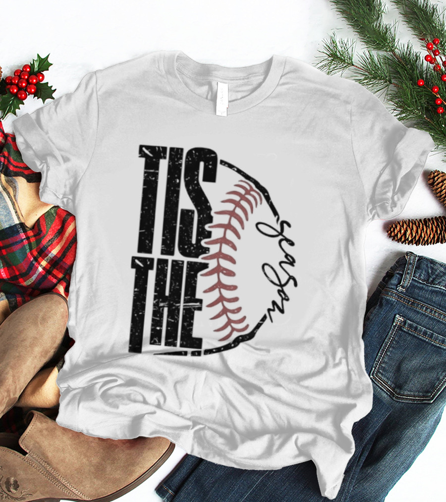 Tis The Season Baseball Stitch Spiral T-Shirt