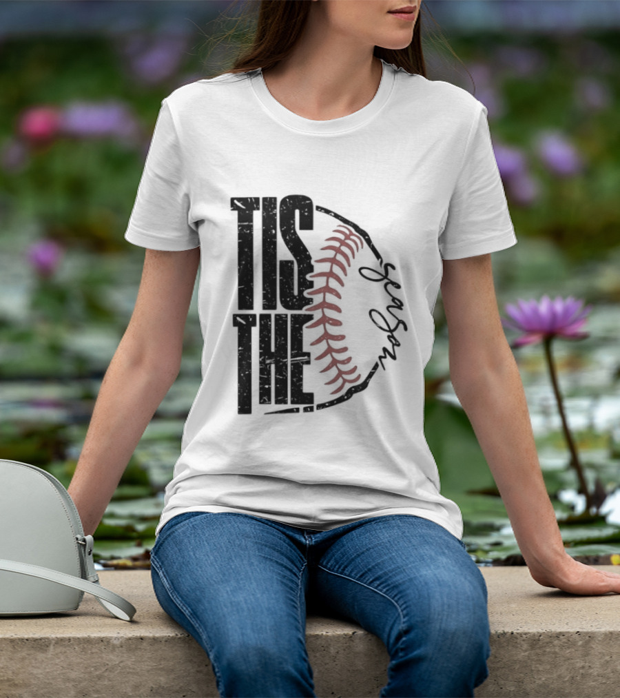 Tis The Season Baseball Stitch Spiral T-Shirt