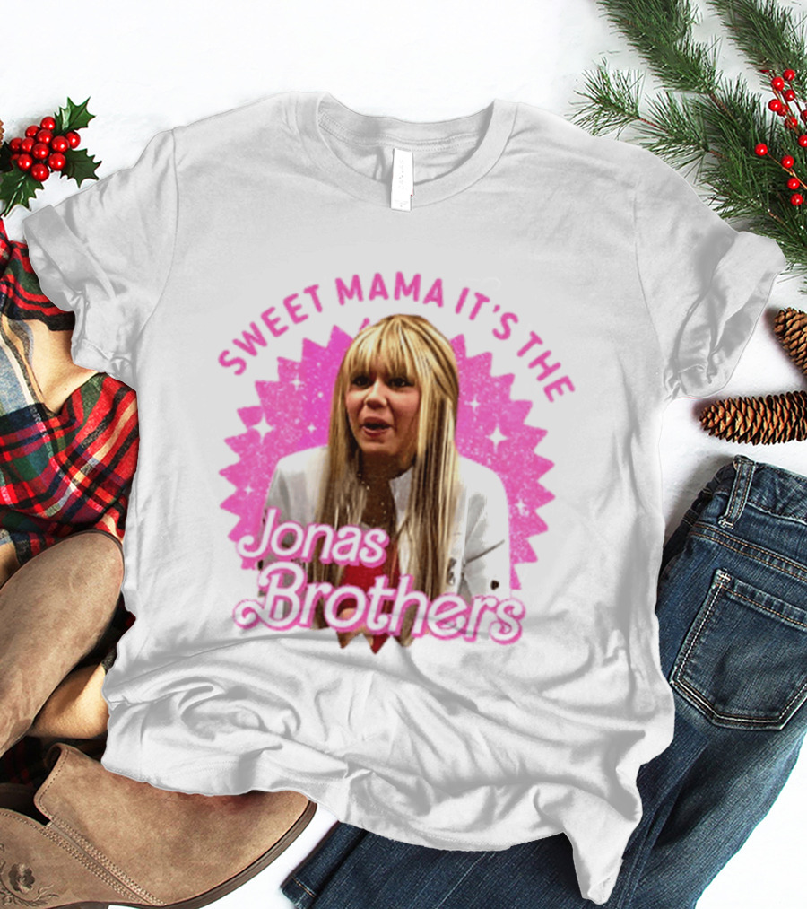 Sweet Mama It's The Jonas Brothers Blond Character Pink Sparkle T-Shirt