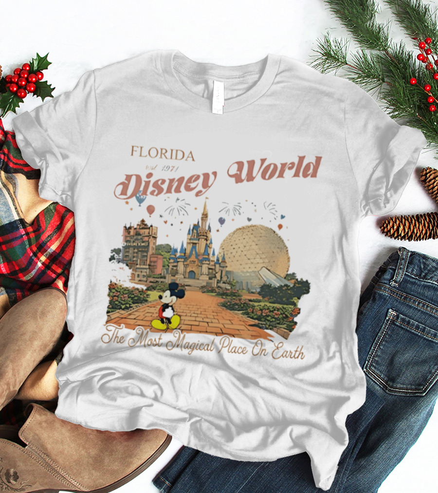 Florida Disney World Est 1971 The Most Magical Place On Earth Mickey Mouse Castle Spaceship Earth T-Shirt