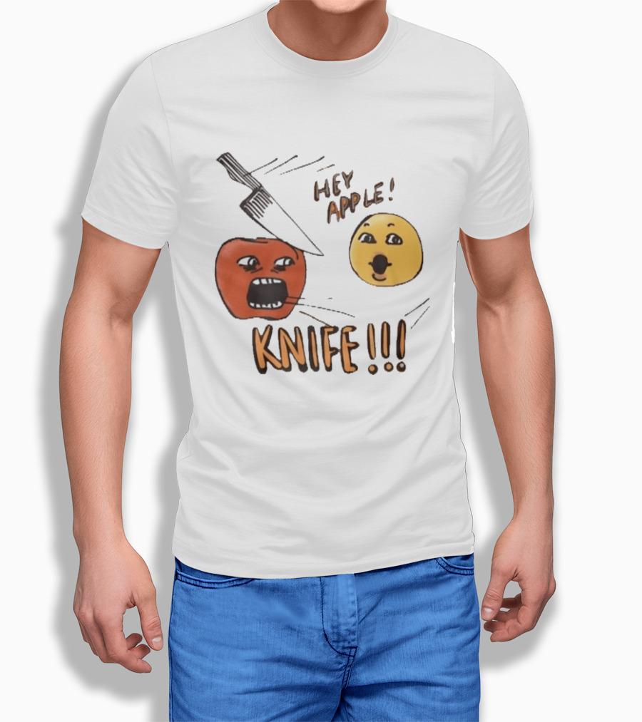Hey Apple Knife 2026 Parody Text Meme T-Shirt