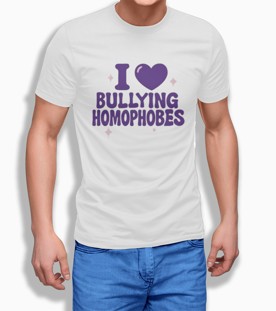 I Love Bullying Homophobes Heart Design With Sparkles T-Shirt