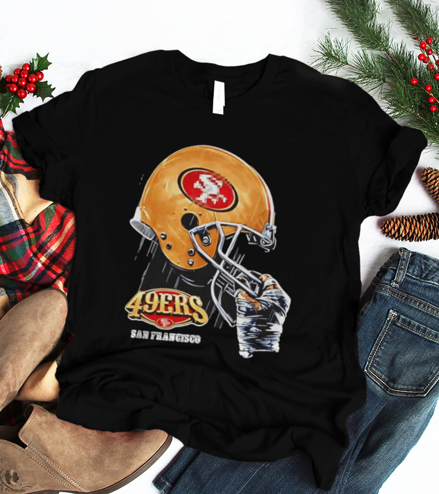 San Francisco 49ers Helmet Held By Gloved Hand T-Shirt