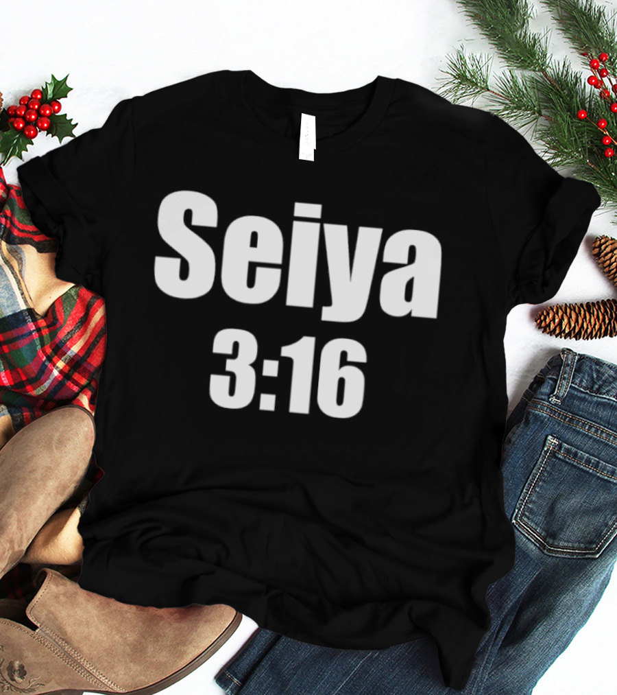 Seiya 3:16 Bold Text Design Iconography T-Shirt