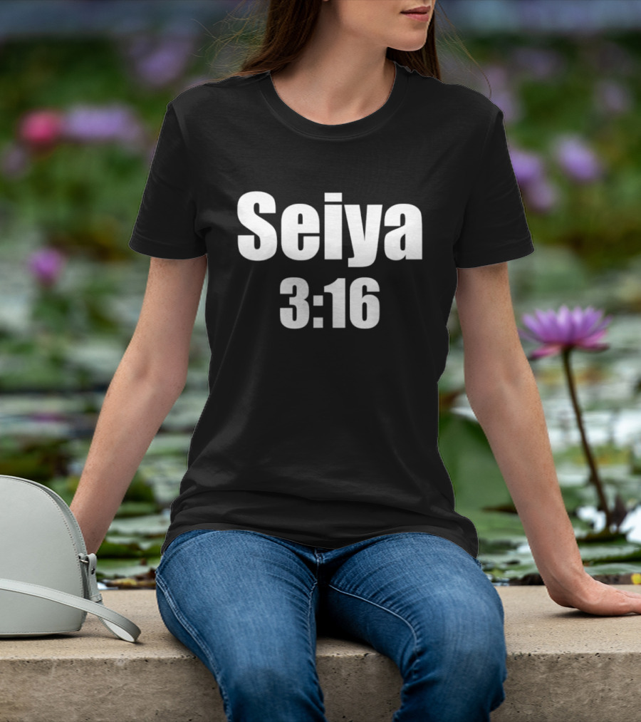 Seiya 3:16 Bold Text Design Iconography T-Shirt