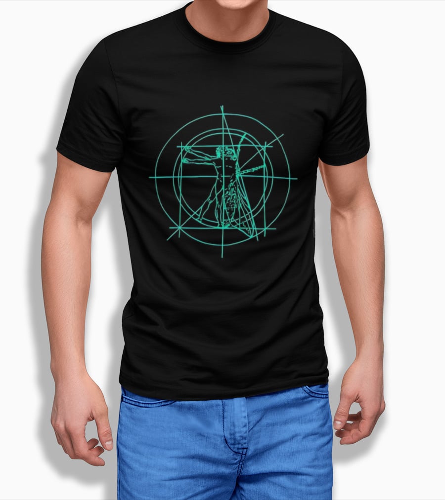 Vitruvian Brundlefly Sketch Fusion T-Shirt