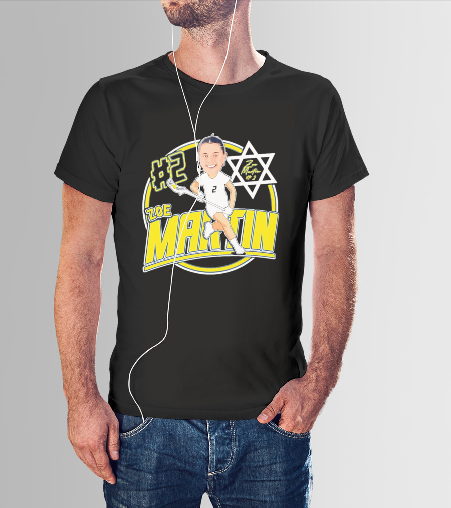 Zoe Martin #2 Lacrosse Caricature Michigan 2026 T-Shirt