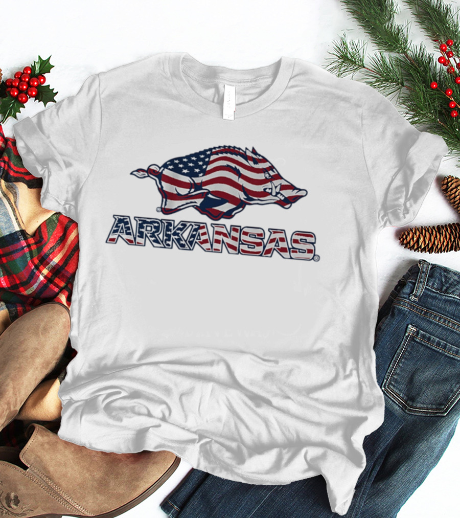 Arkansas Razorbacks American Flag Hog Patriotic T-Shirt