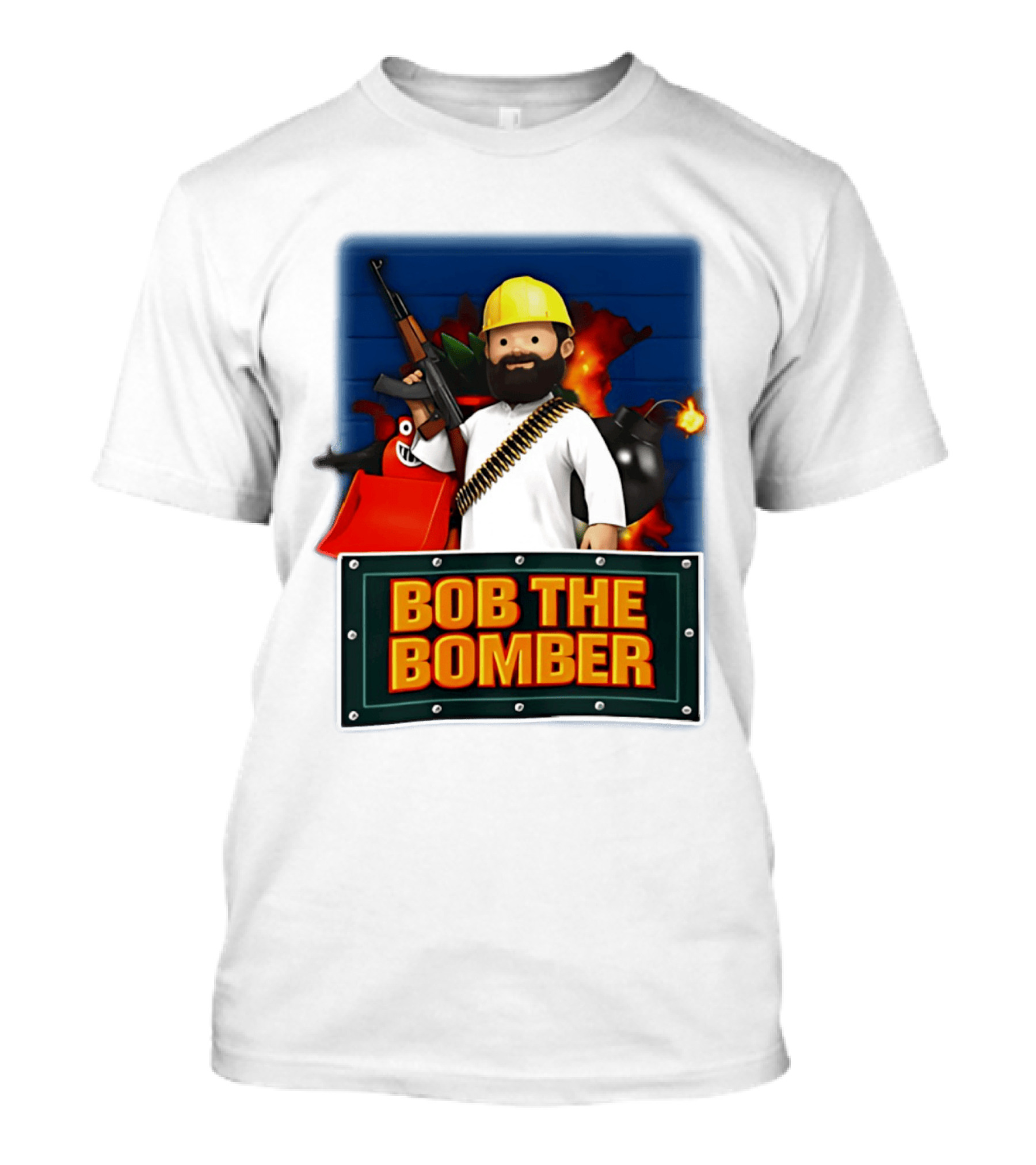 Bob The Bomber Cartoon Character With Gun And Explosives T-Shirt