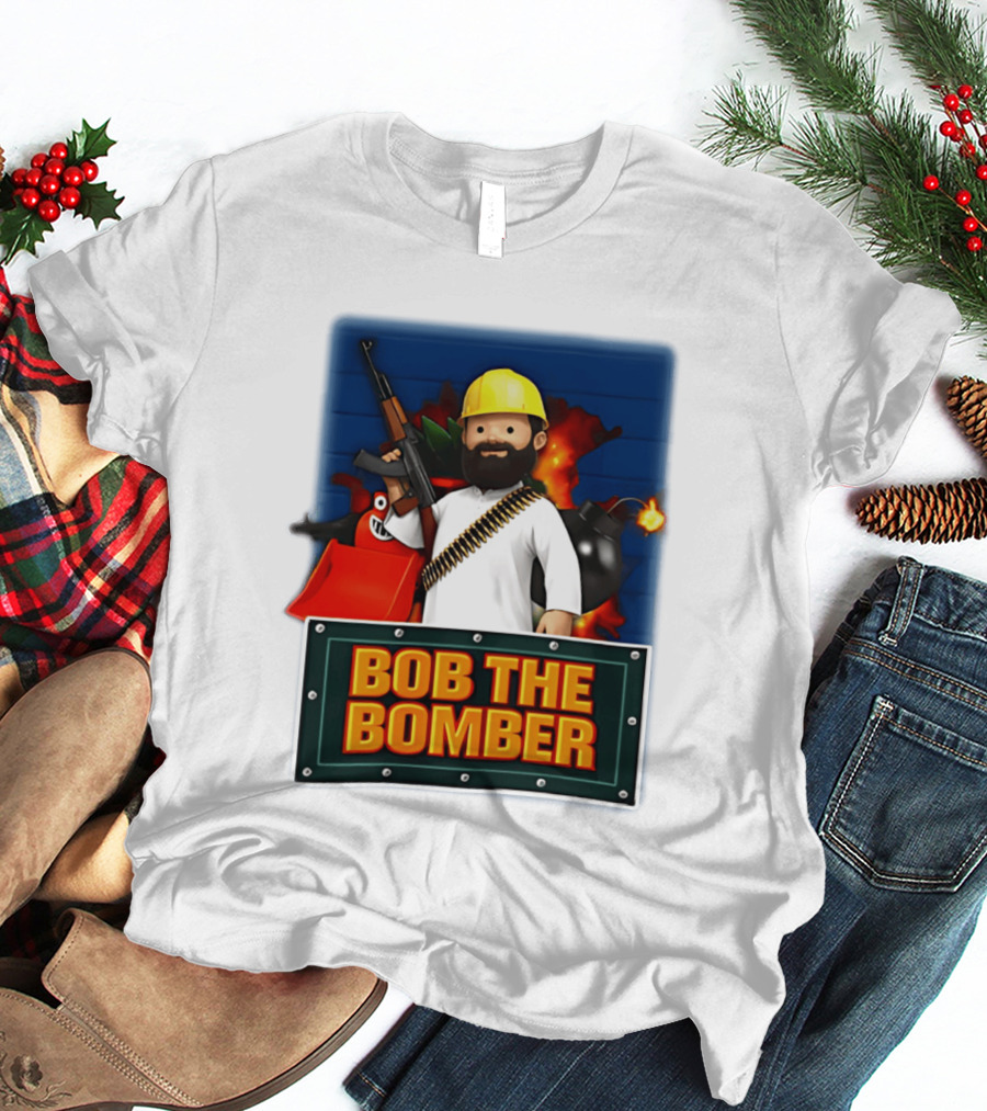 Bob The Bomber Cartoon Character With Gun And Explosives T-Shirt