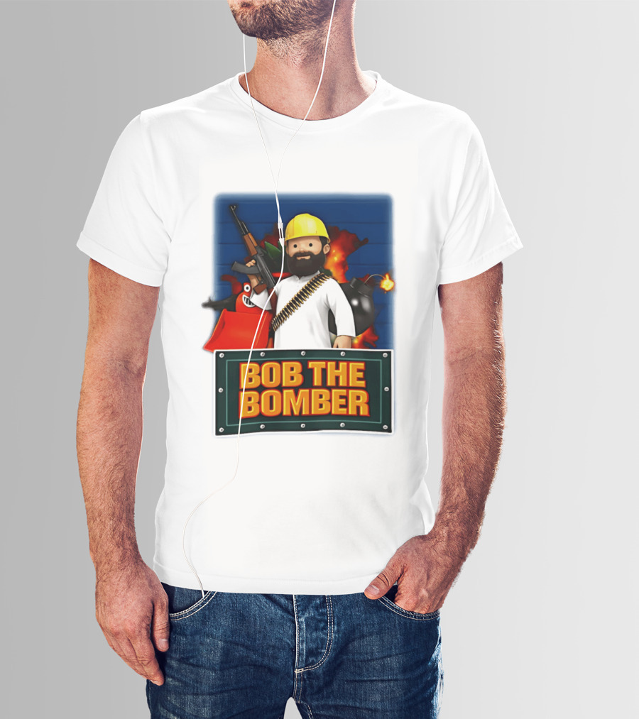 Bob The Bomber Cartoon Character With Gun And Explosives T-Shirt