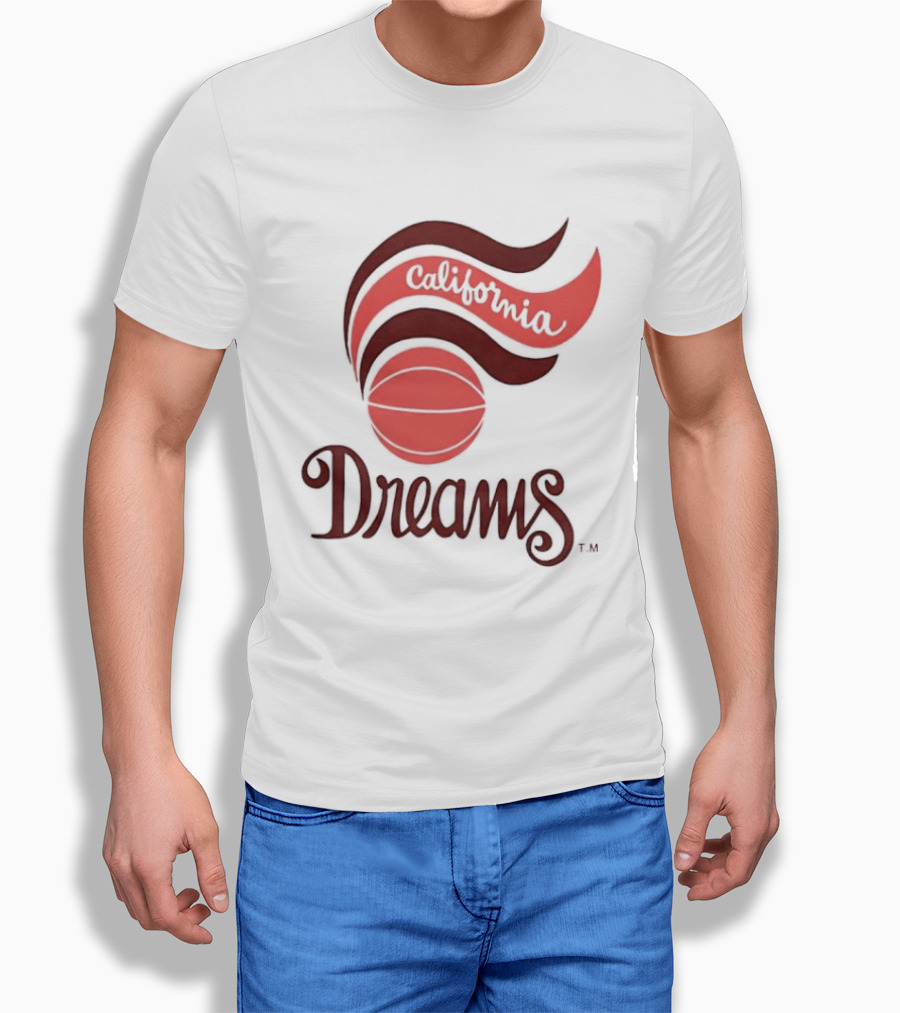 California Dreams Basketball Retro Style Design With Red Waves And Ball T-Shirt
