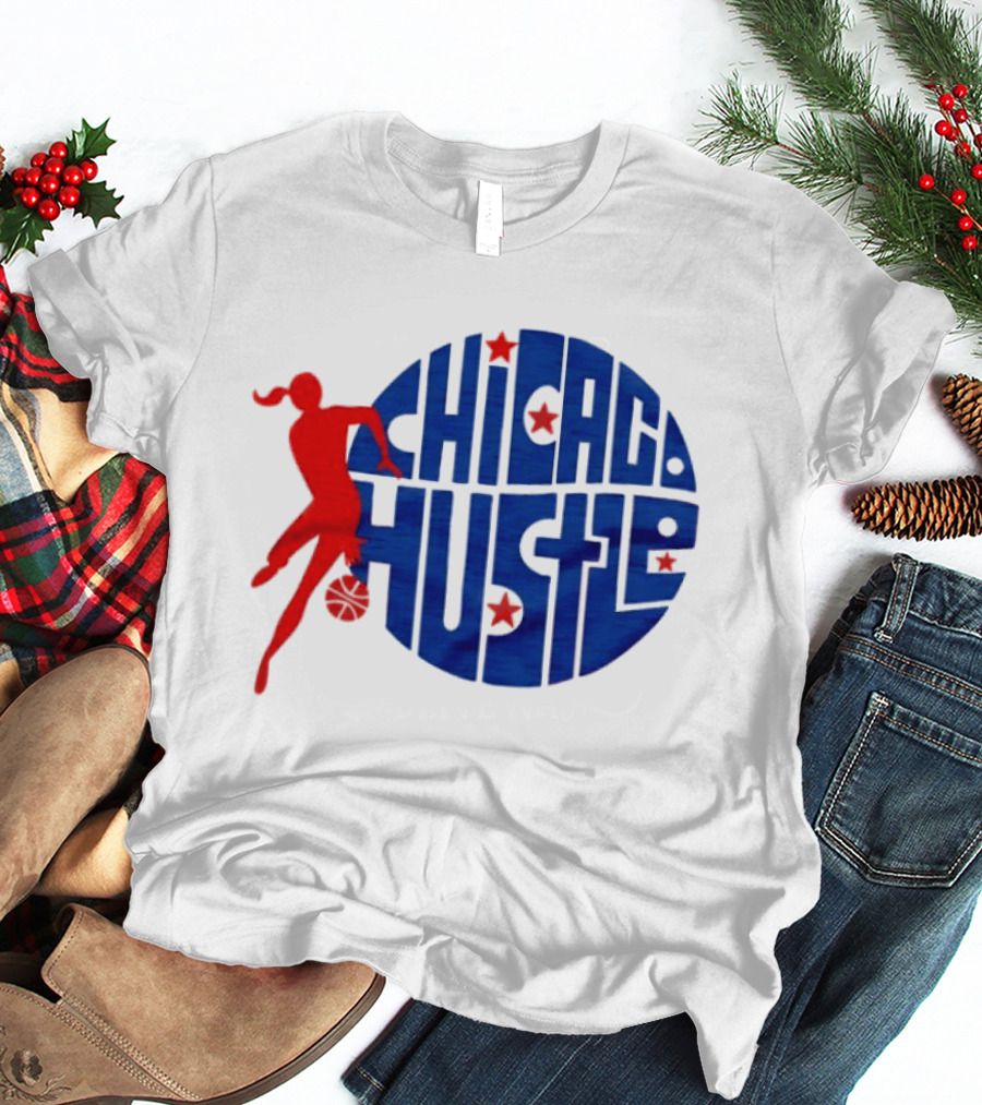 Chicago Hustle WPBL Basketball Red Player Blue Circle T-Shirt