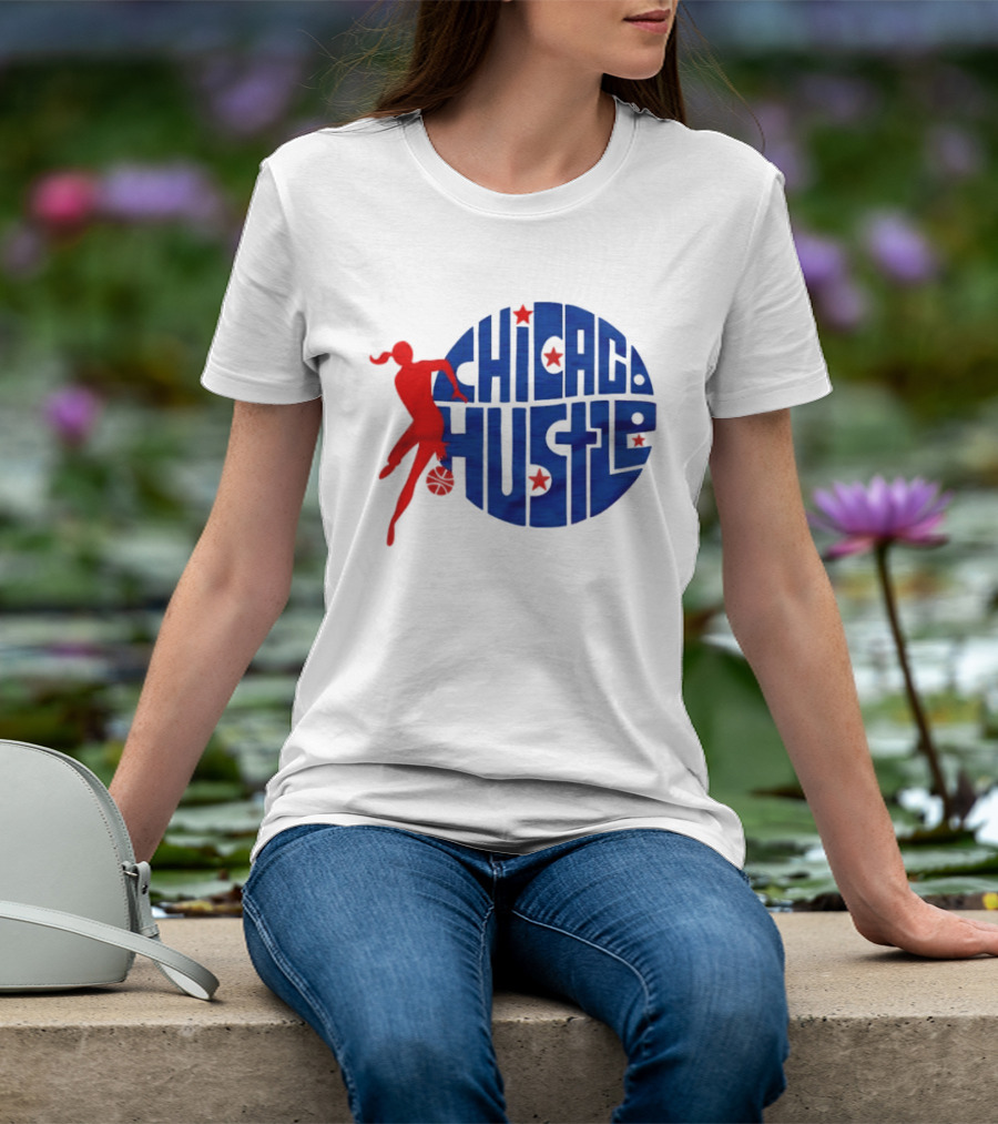 Chicago Hustle WPBL Basketball Red Player Blue Circle T-Shirt