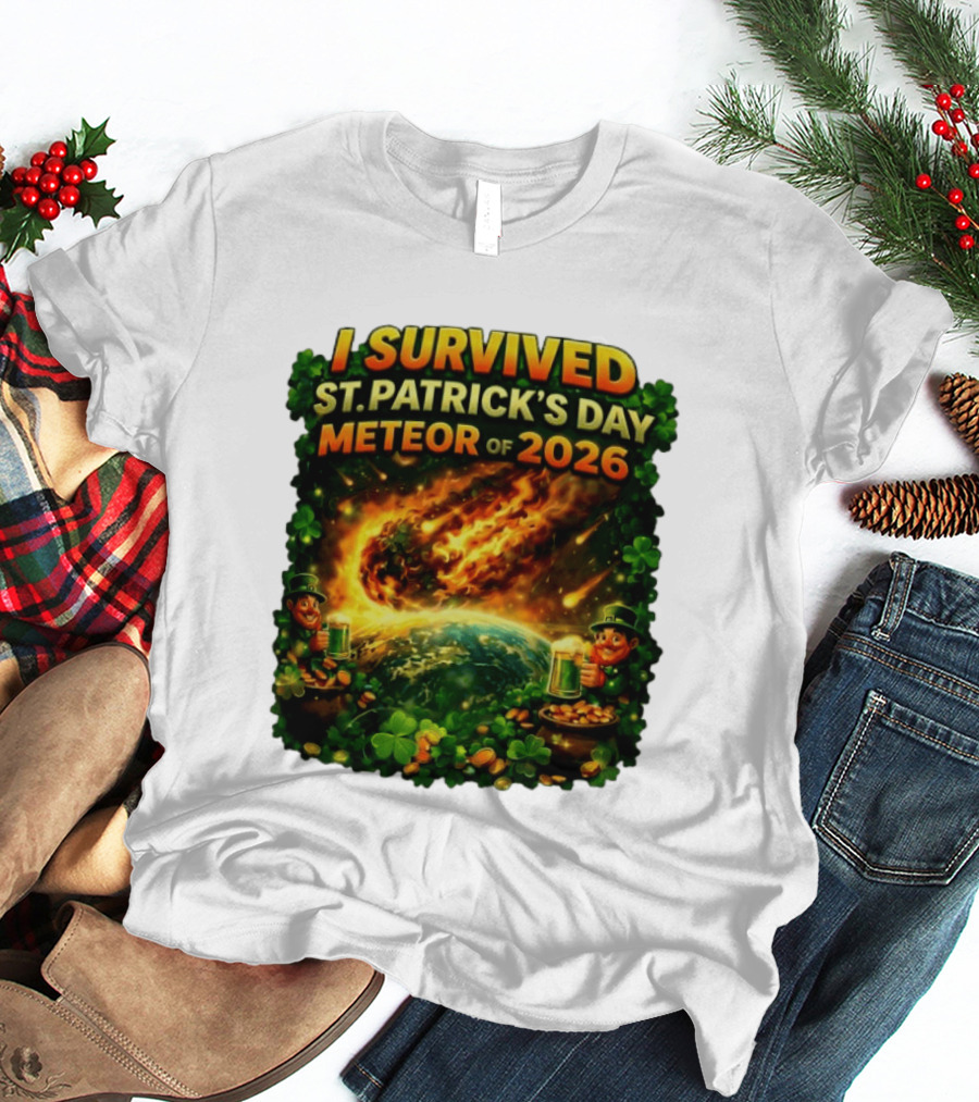 I Survived St. Patrick's Day Meteor Of 2026 Leprechaun Shamrock Adventure T-Shirt