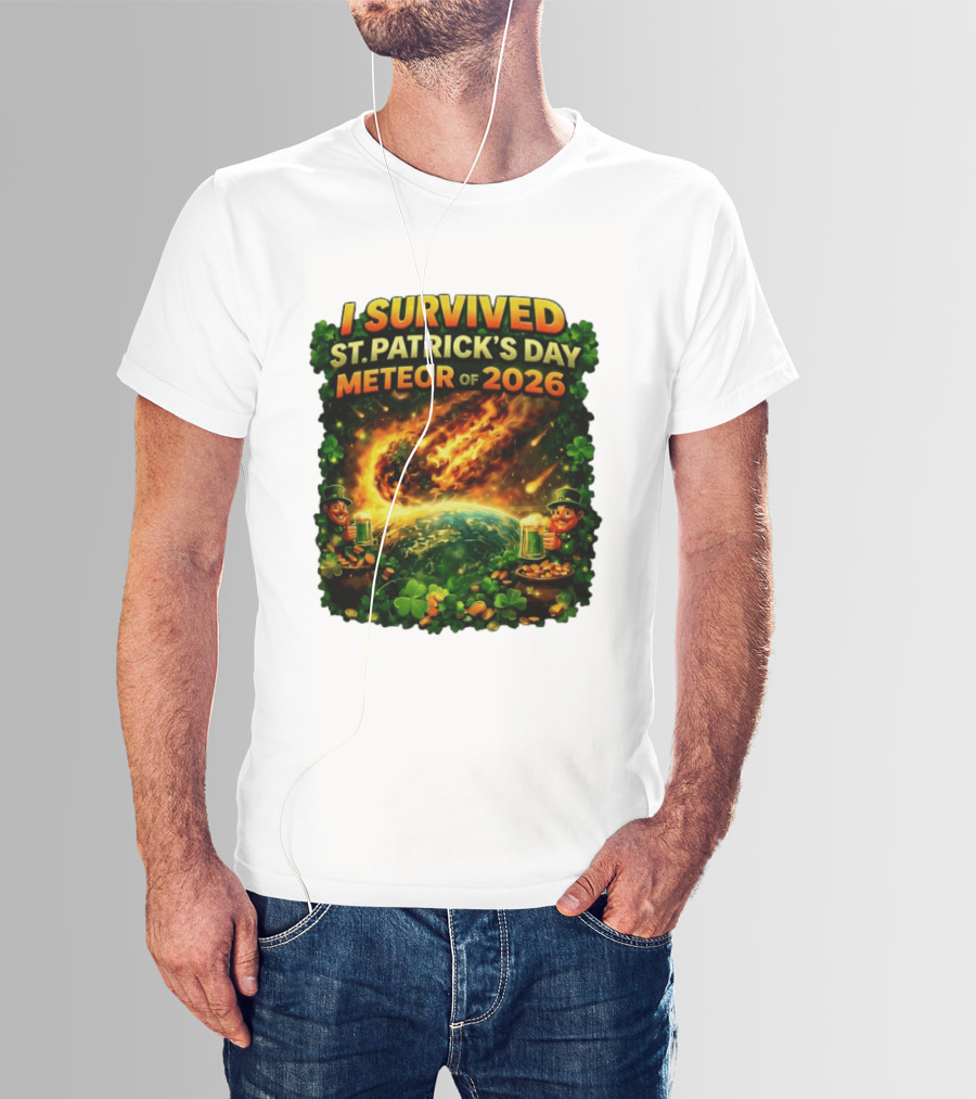 I Survived St. Patrick's Day Meteor Of 2026 Leprechaun Shamrock Adventure T-Shirt