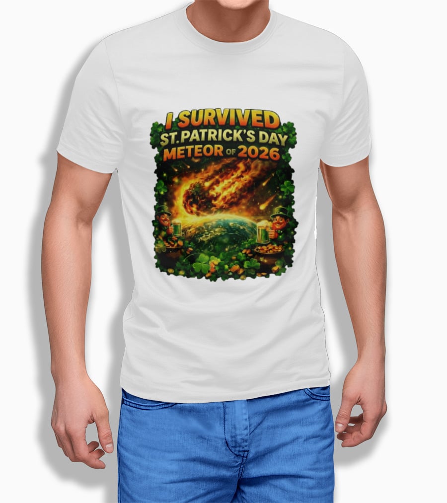 I Survived St. Patrick's Day Meteor Of 2026 Leprechaun Shamrock Adventure T-Shirt