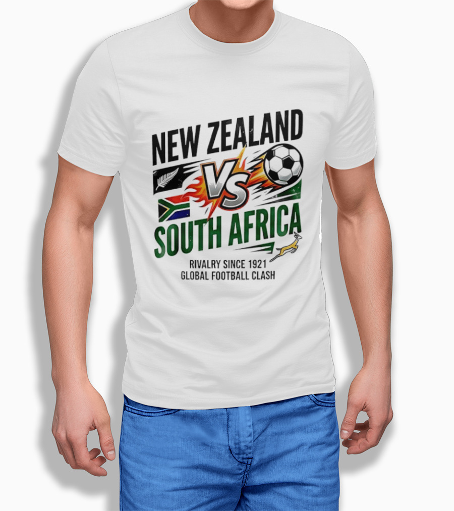 New Zealand Vs South Africa Global Football Clash Rivalry Since 1921 T-Shirt