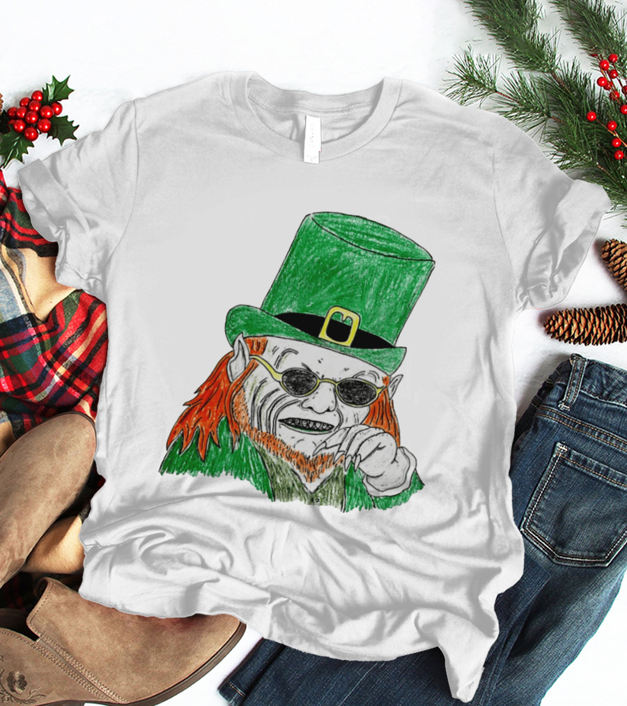 Leprechaun In The Hood Green Hat Sunglasses Red Hair T-Shirt