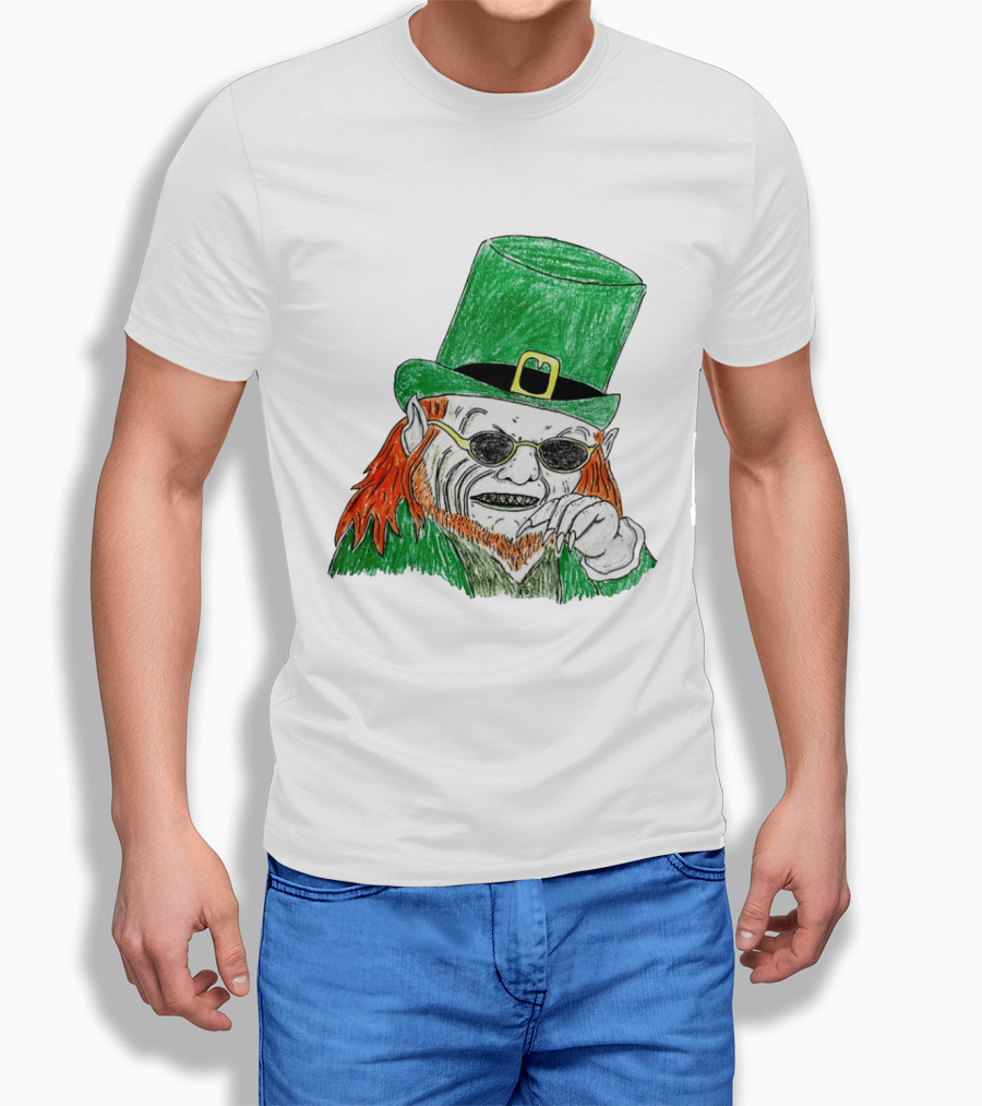 Leprechaun In The Hood Green Hat Sunglasses Red Hair T-Shirt
