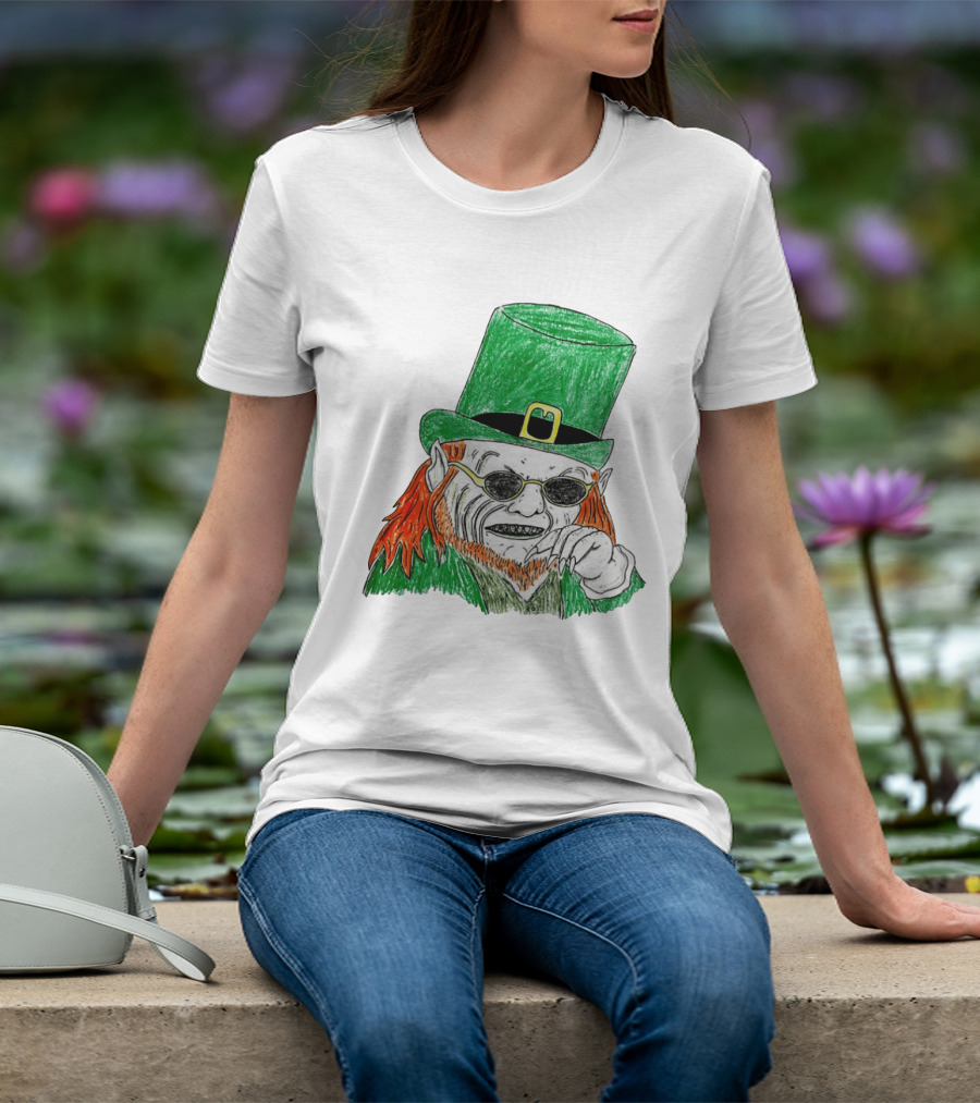 Leprechaun In The Hood Green Hat Sunglasses Red Hair T-Shirt