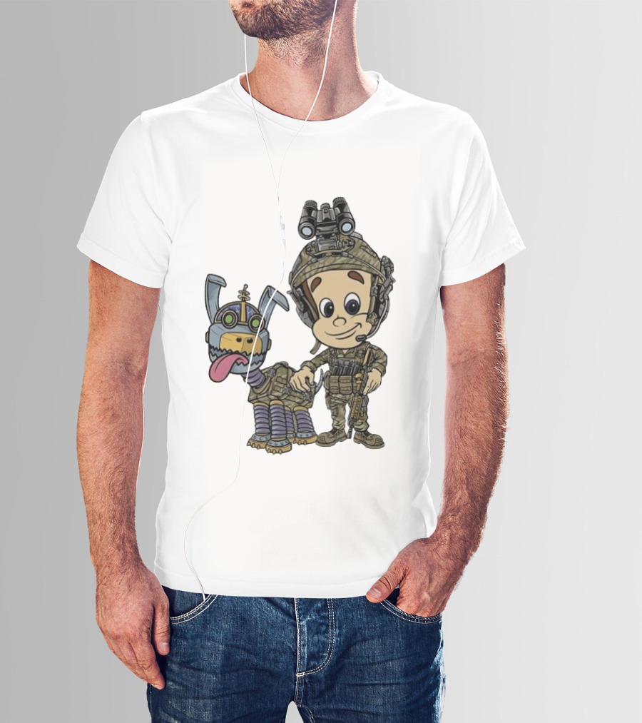 Tactical Cartoon Characters Jimmy And Goddard In Military Gear T-Shirt