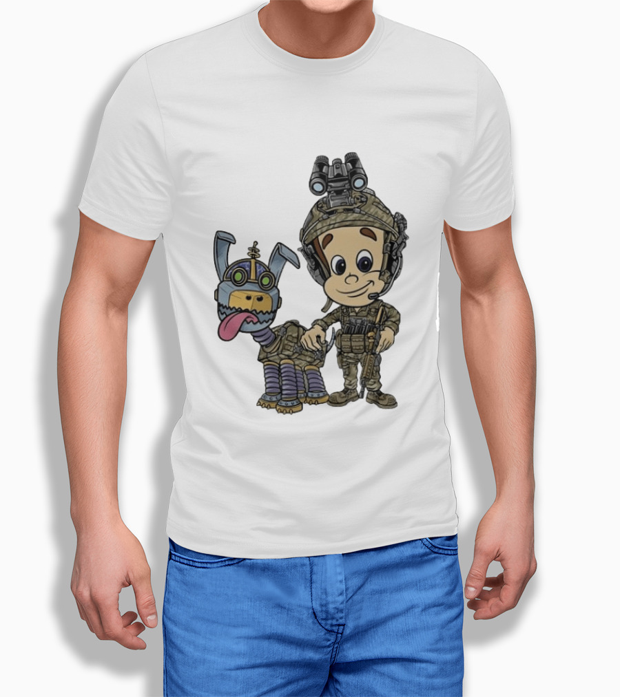 Tactical Cartoon Characters Jimmy And Goddard In Military Gear T-Shirt