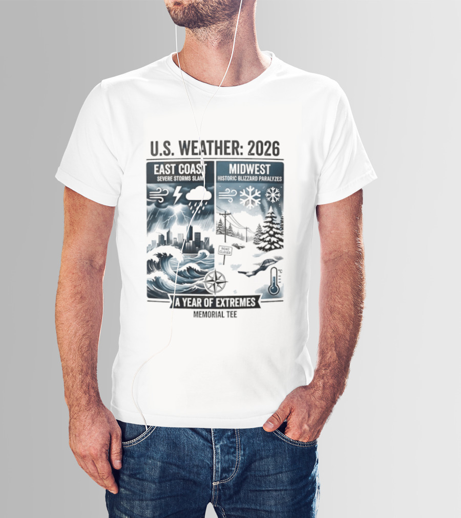 U.S. Weather 2026 East Coast Midwest A Year Of Extremes Memorial T-Shirt